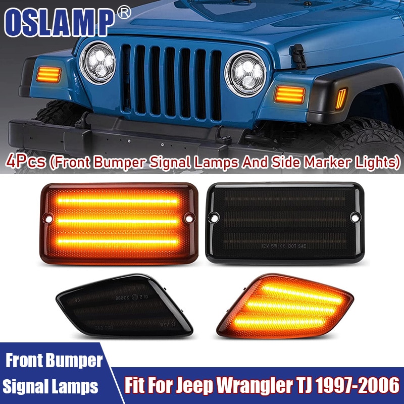 4Pcs/Set Front Bumper LED Signal Lamps And Front Fender Side Marker Lights For Wrangler TJ 1997-2006 LED Lights Car Accessories