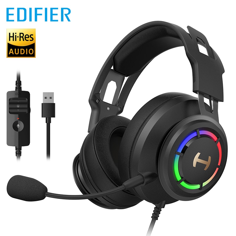 EDIFIER HECATE G35 Gaming Headset Hi-Res 7.1 Surround USB Gamer Headphone 50mm Driver/Detachable Mic/Inline Control/RGB Lights