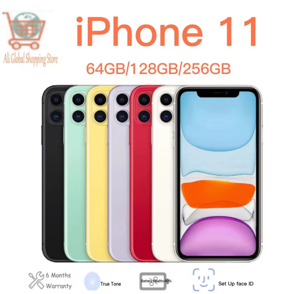 Original Apple iPhone 11 6.1 inch original liquid retina dual camera IPS LCD 64/128/256GB A13 IOS A2221 A2111 genuine iPhone 11