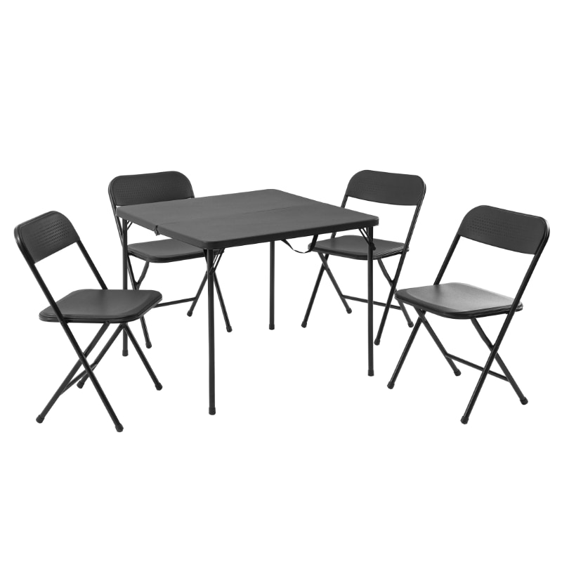 Mainstays 5 Piece Resin Folding Card Table and Four Chairs Set, Black