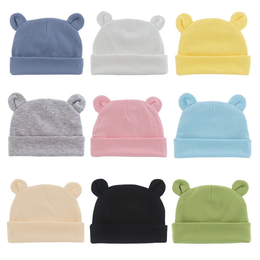 Soft Newborn Hat Baby Beanie Cotton Infant Bonnet Baby Cap for Girls Boys Kids Hats Newborn Photography Props Accessories 0-12M